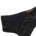 SUBBLIME - SET OF 3 PIECES BRA + THONG + LACE GARTER BLACK L/XL